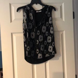 Black with flowers tank